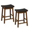 Costway Woven Saddle Stools Set of 2 Faux PU Leather Counter Height Kitchen Stool